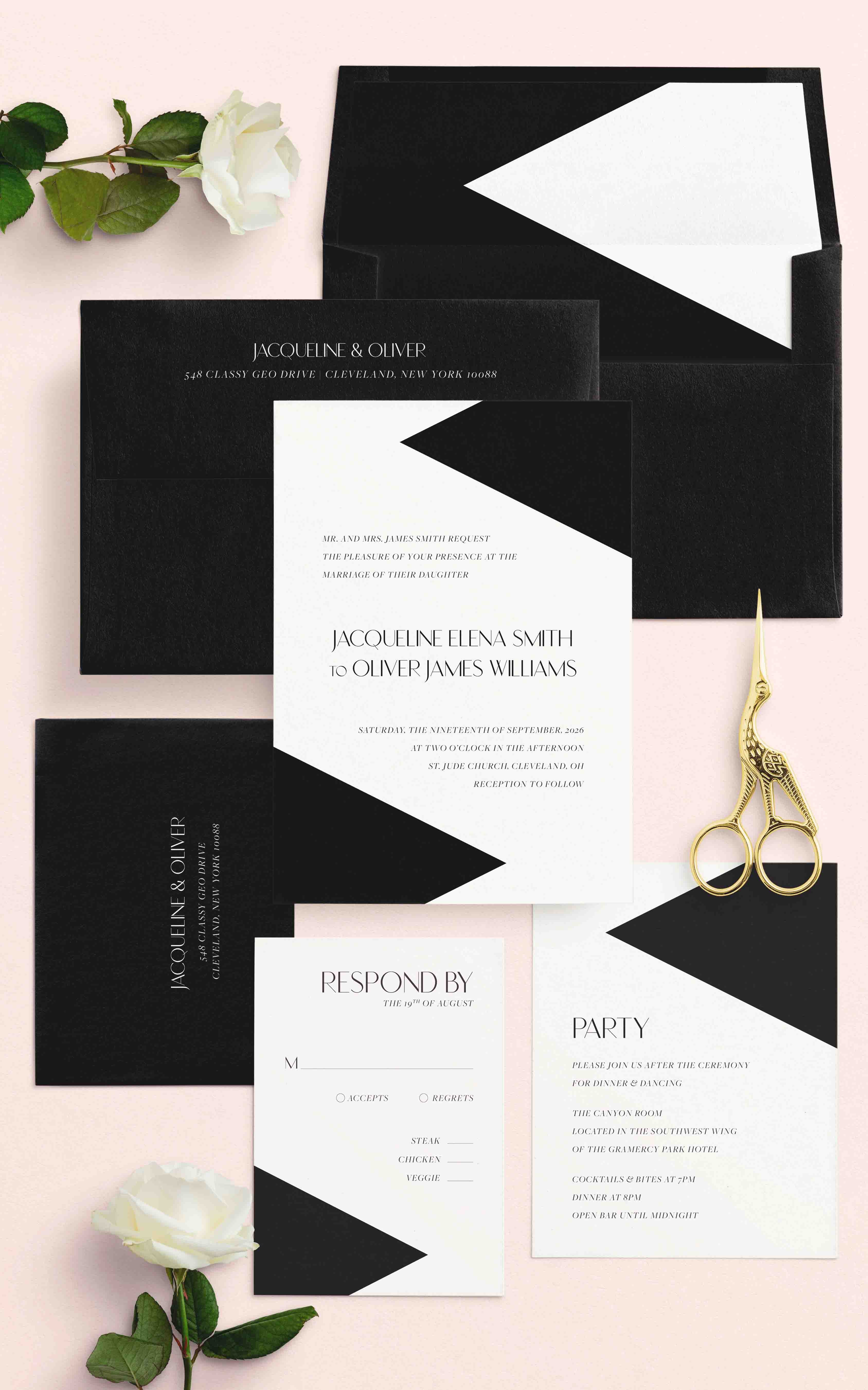 Classy Geo Wedding Invitations - Blú Rose