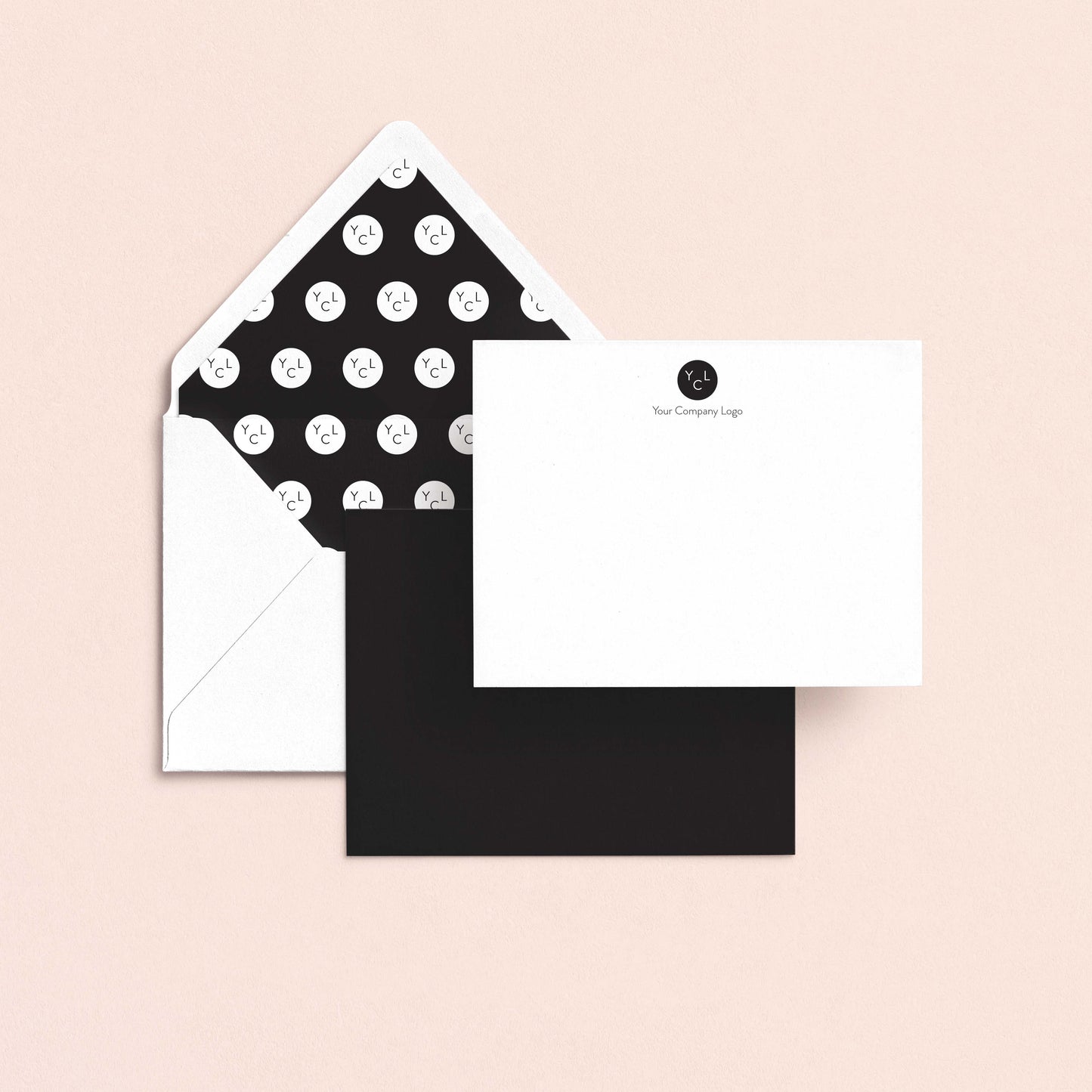 personalized business notecard set with patterned envelope liners