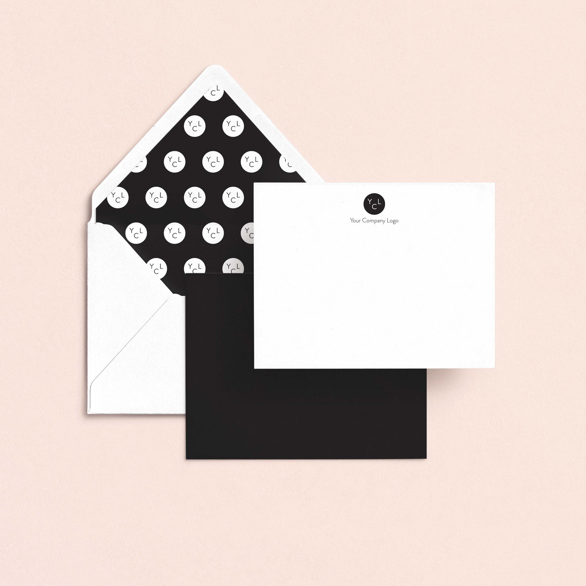 personalized business notecard set with patterned envelope liners