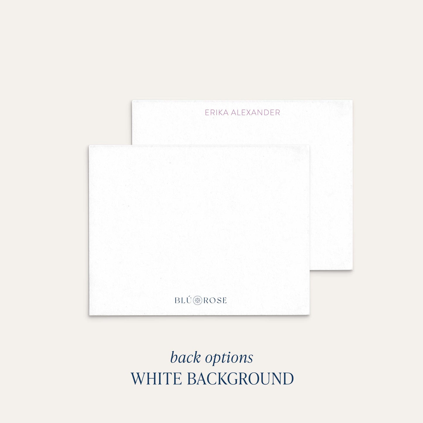 Erika personalized notecards white background back option