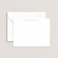 Personalized notecard with the name Erika Alexander in soft lavender font, paired with a white envelope on a neutral background.