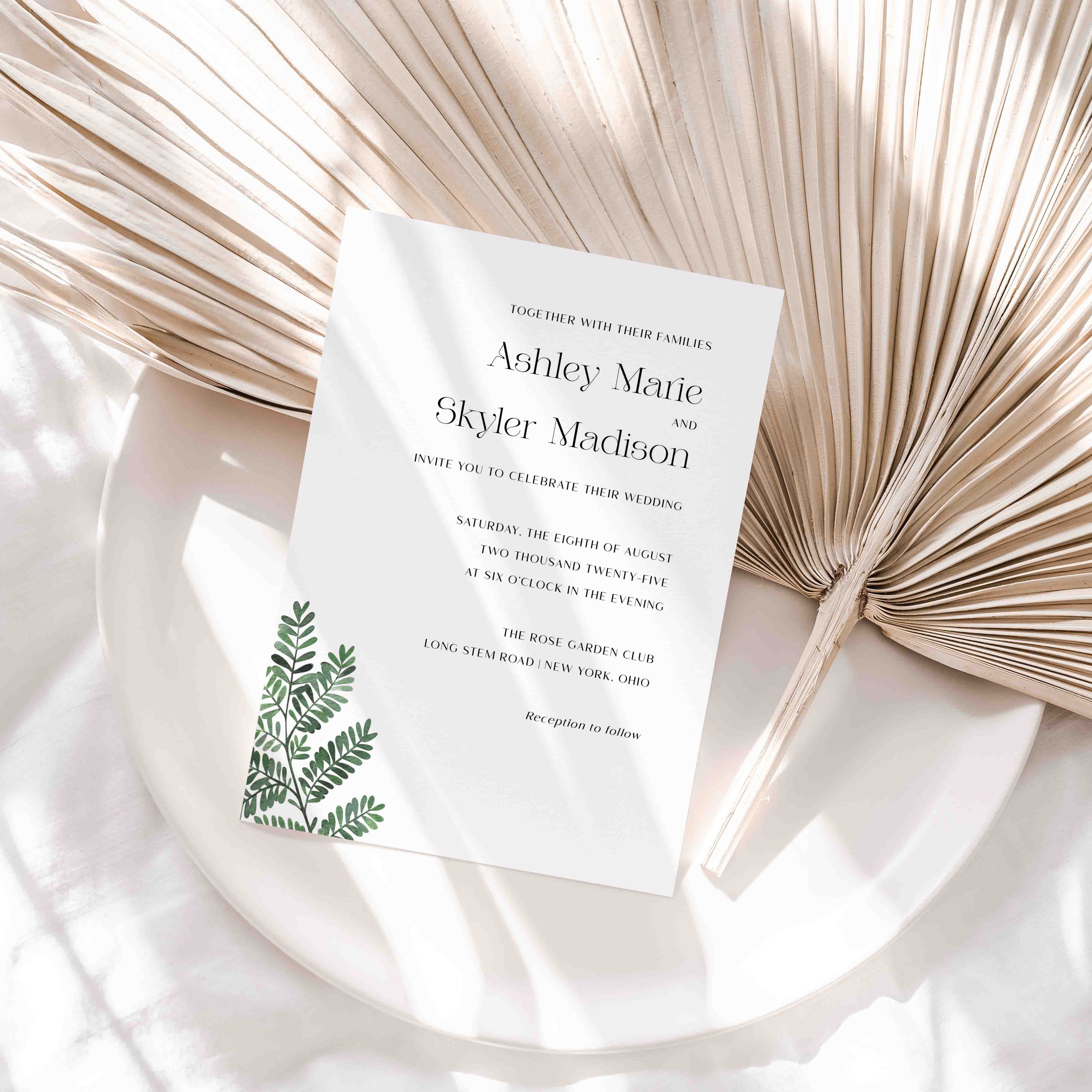 Fern Wedding Invitations - Blú Rose