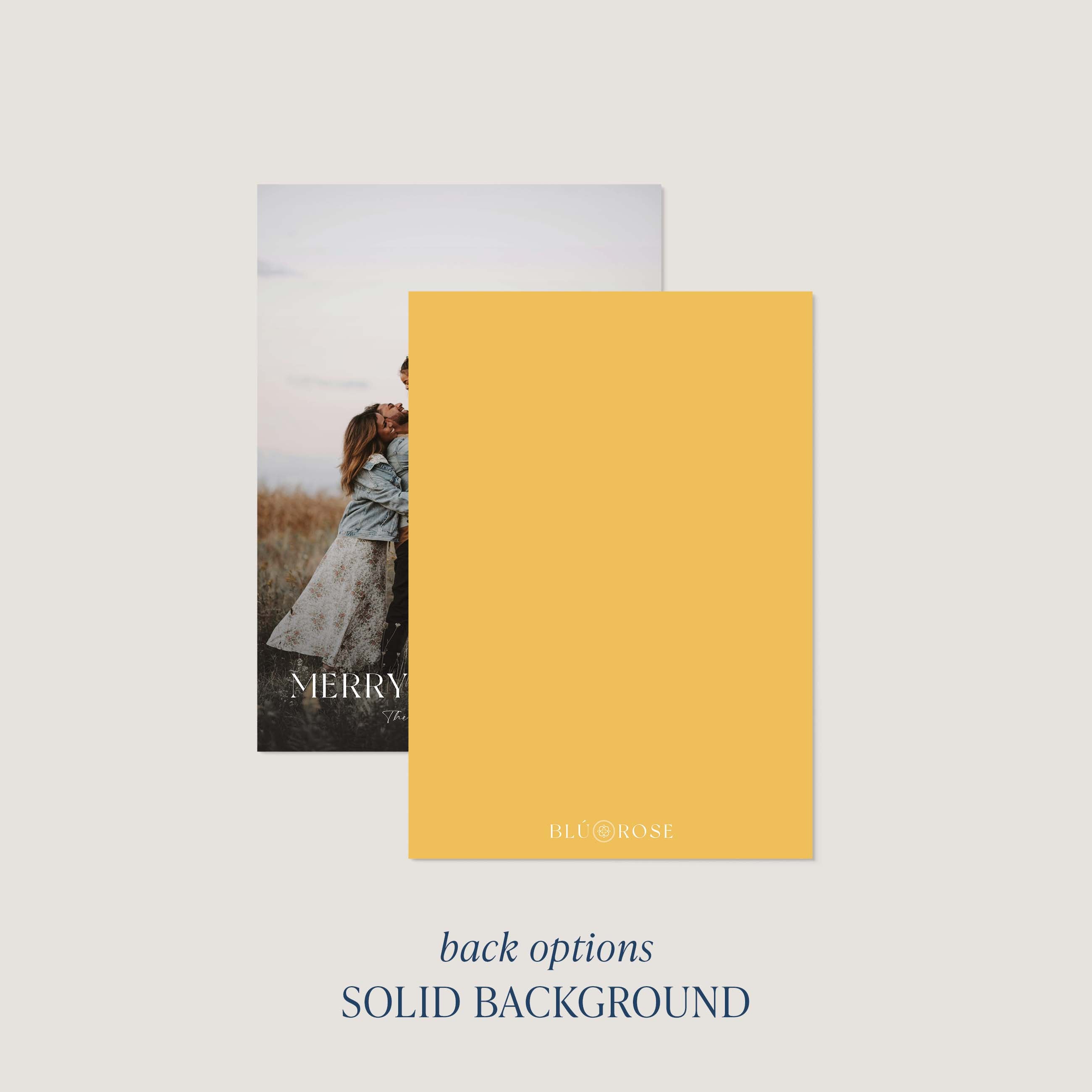 Golden Hour card back option: solid golden yellow with a small Blú Rose mark