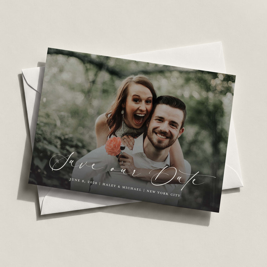 The Romantic Script Save the Date Card - Blú Rose