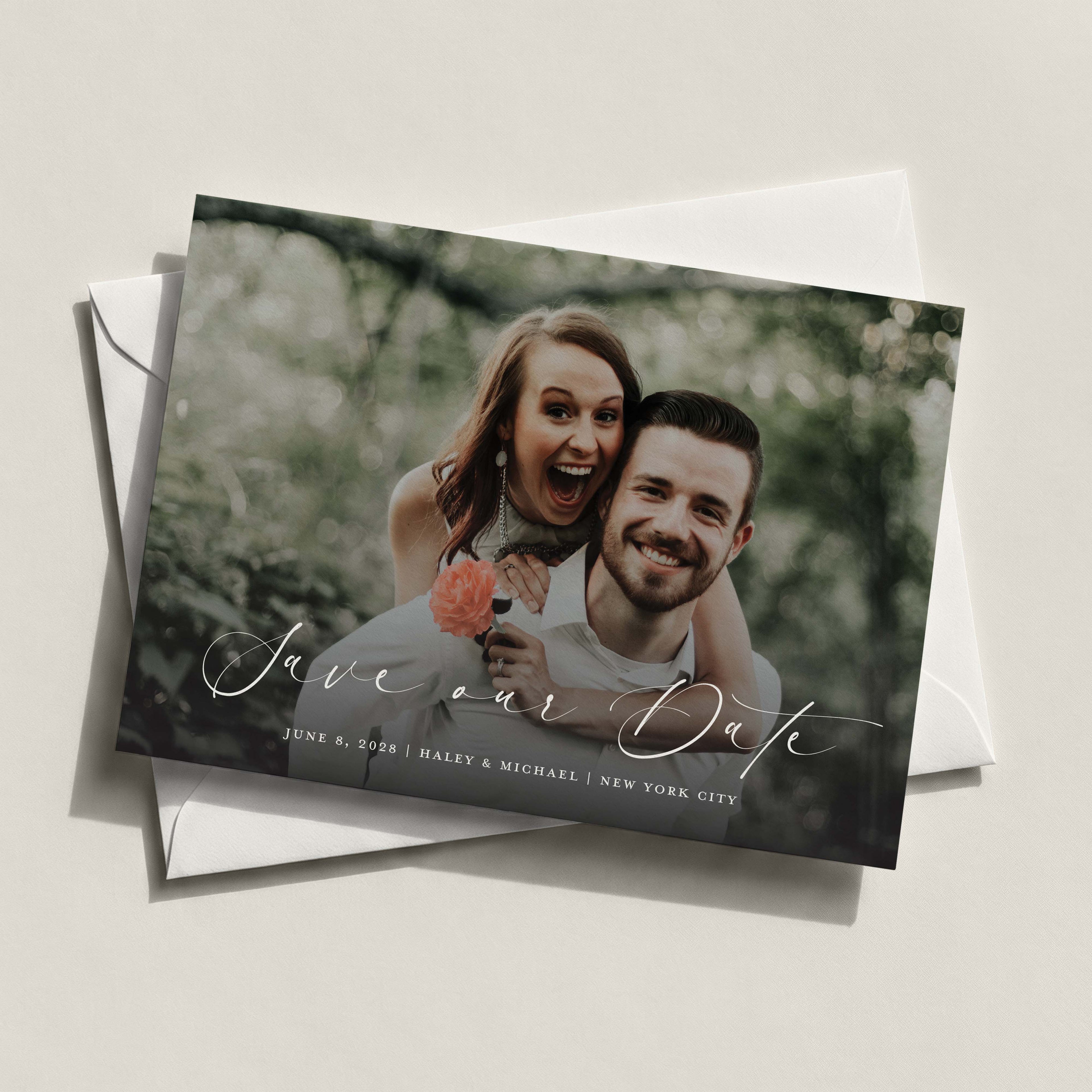 The Romantic Script Save the Date Card - Blú Rose