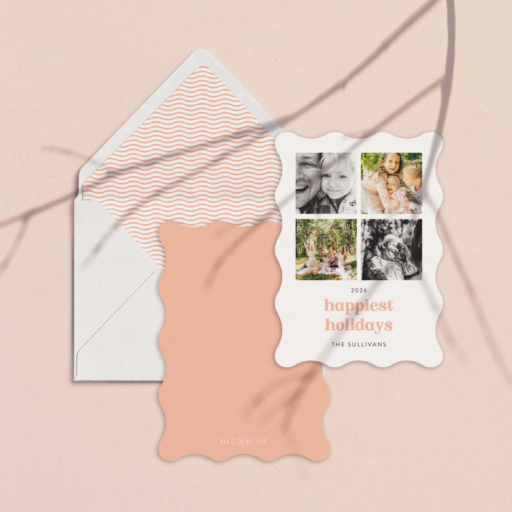 Wavy Four Photo New Year Card