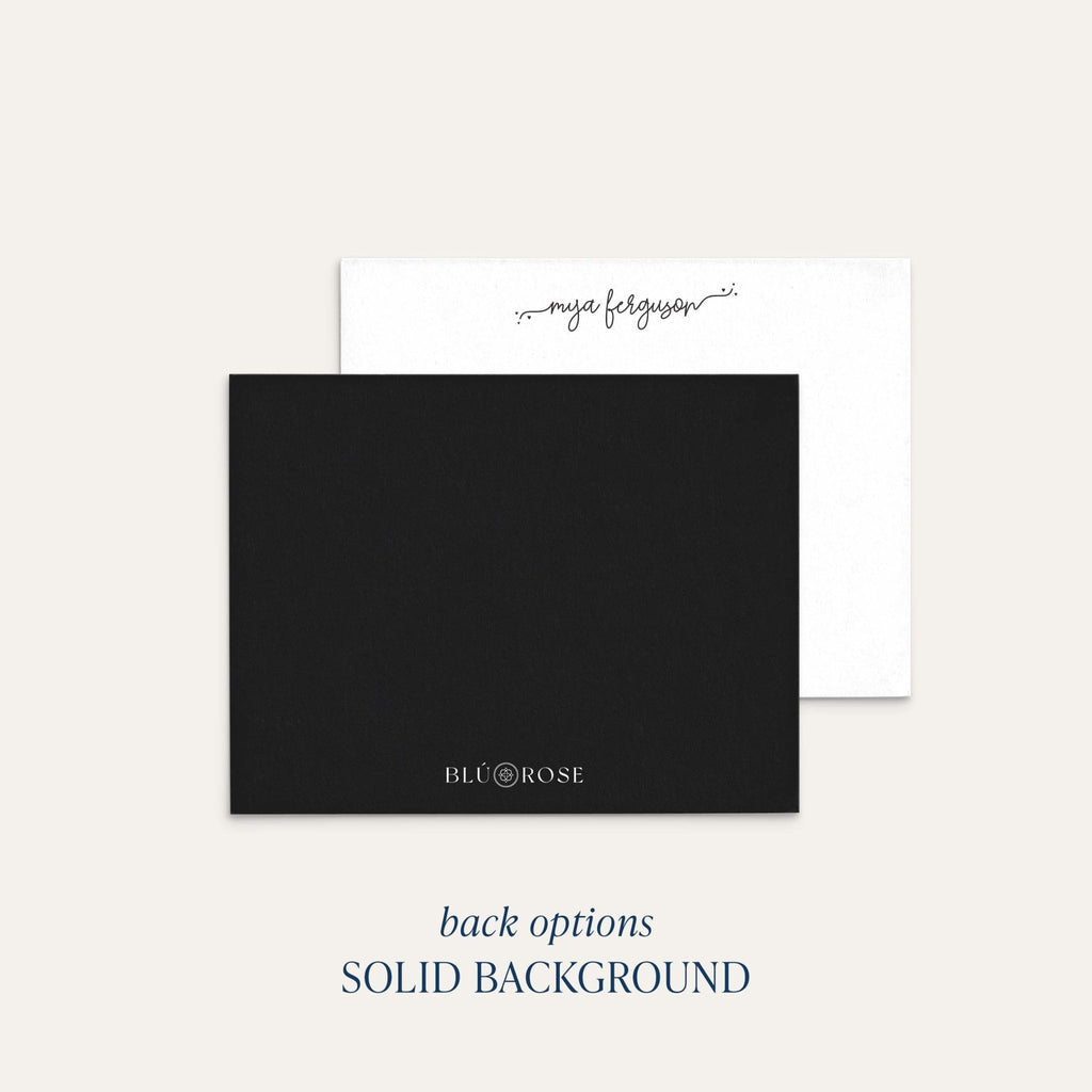 acheila script name notecard with solid color back option