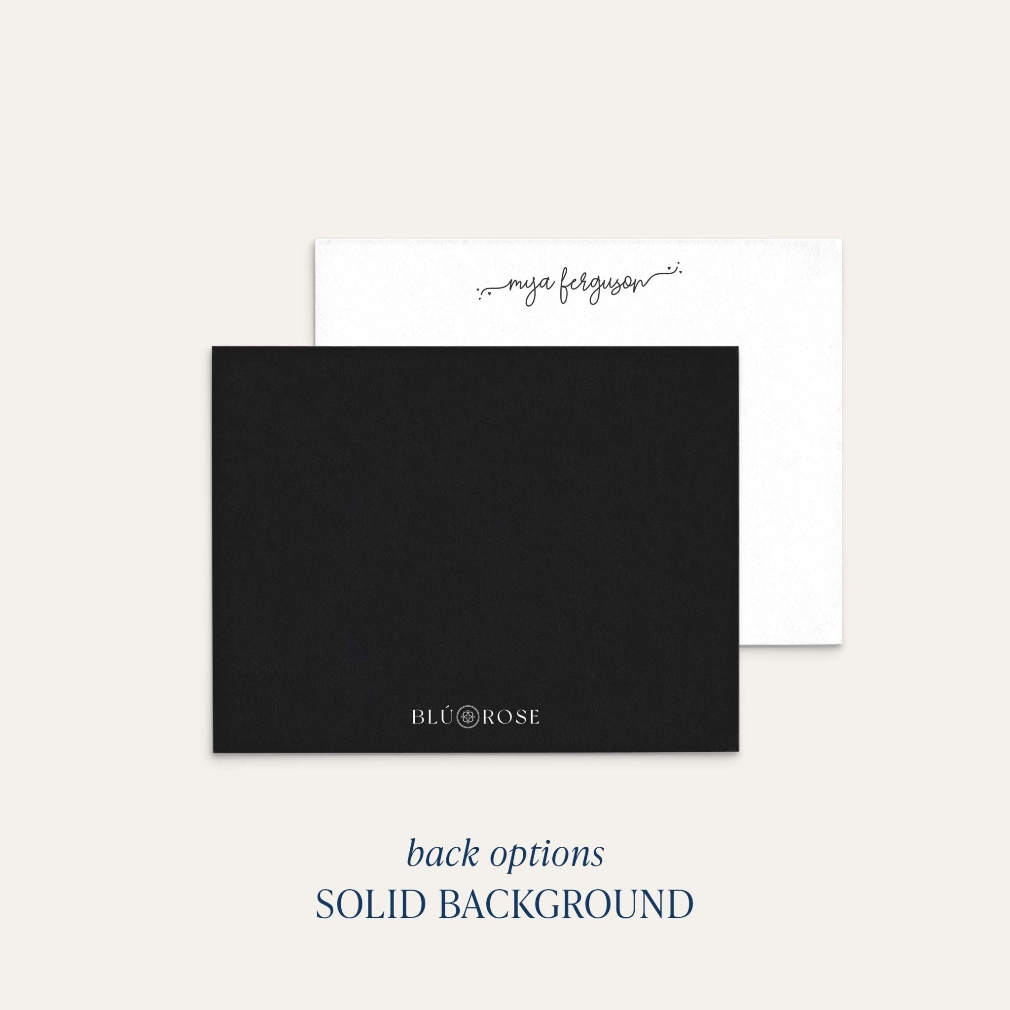 acheila script name notecard with solid color back option