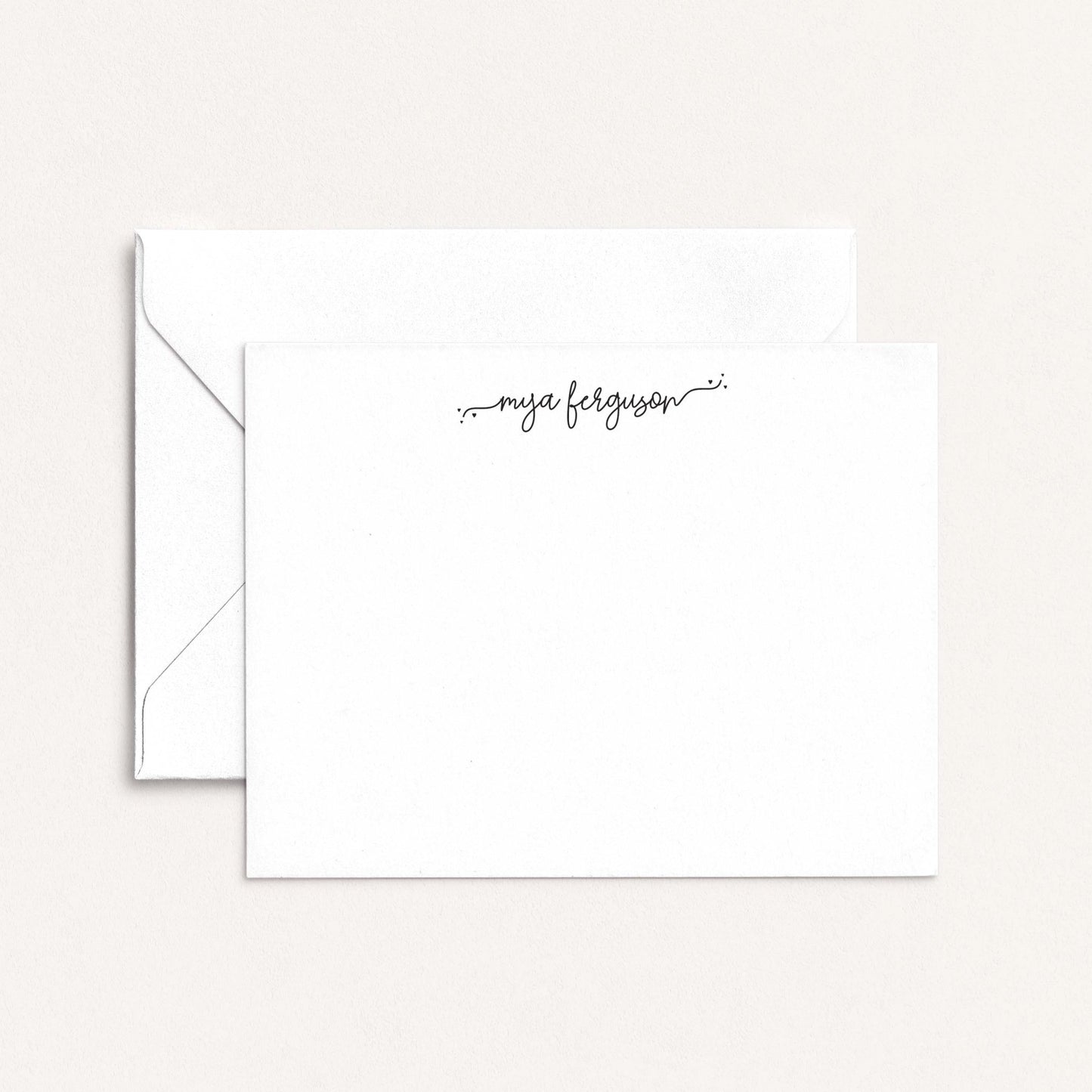 acheila personalized script name notecards with envelope minimalist stationery