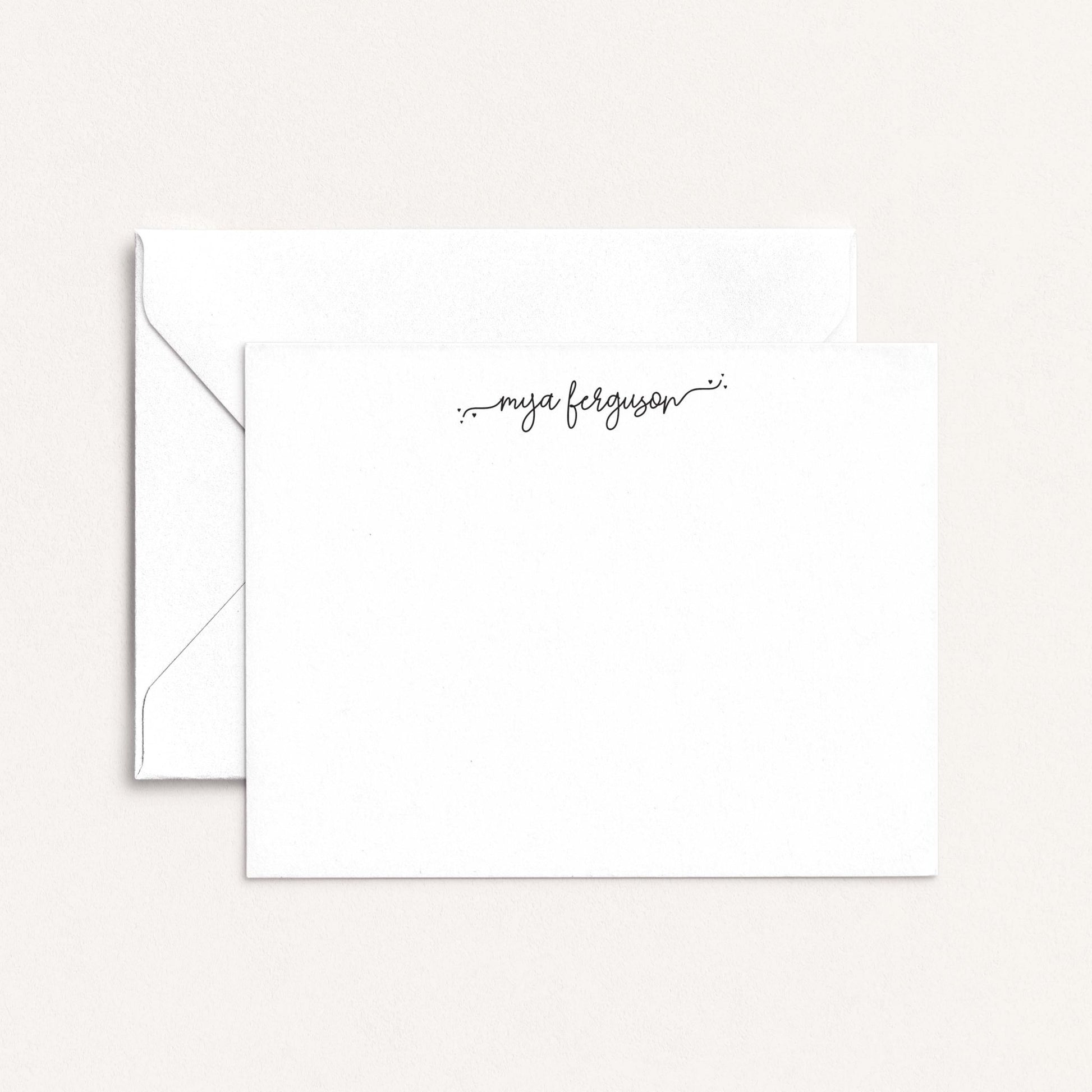 acheila personalized script name notecards with envelope minimalist stationery