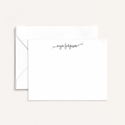 acheila personalized script name notecards with envelope minimalist stationery