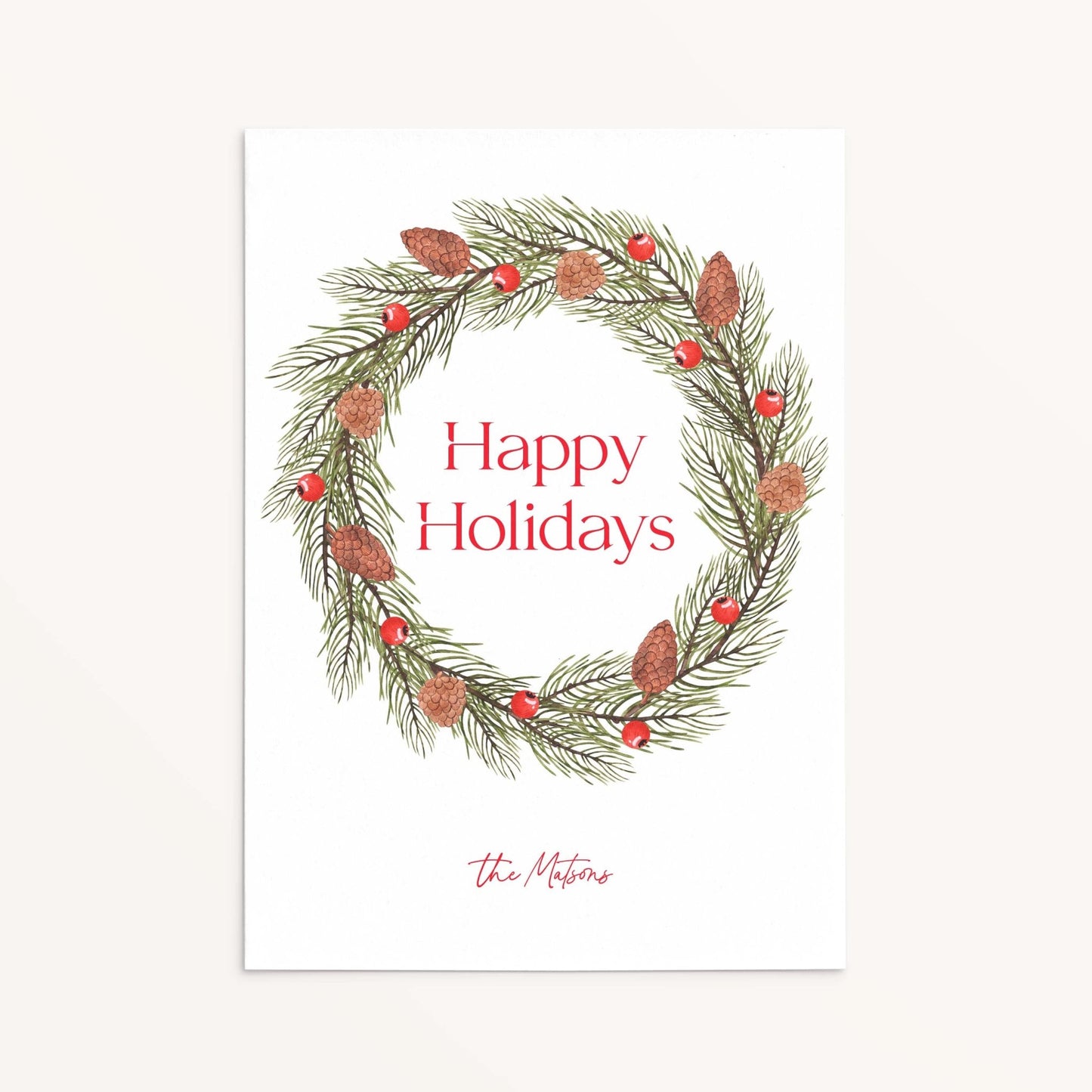 Acorn Berry Wreath Holiday Cards - Blú Rose