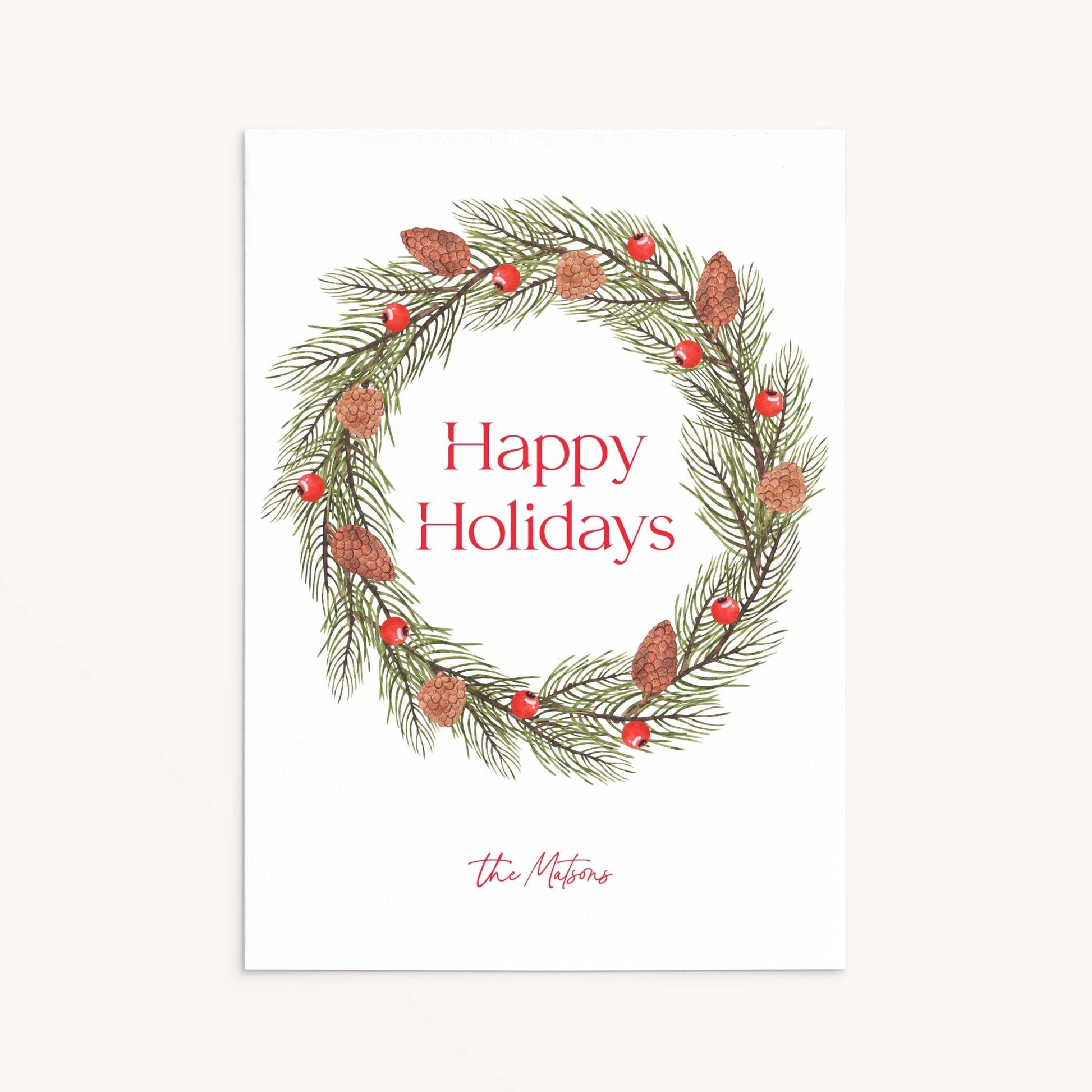 Acorn Berry Wreath Holiday Cards - Blú Rose