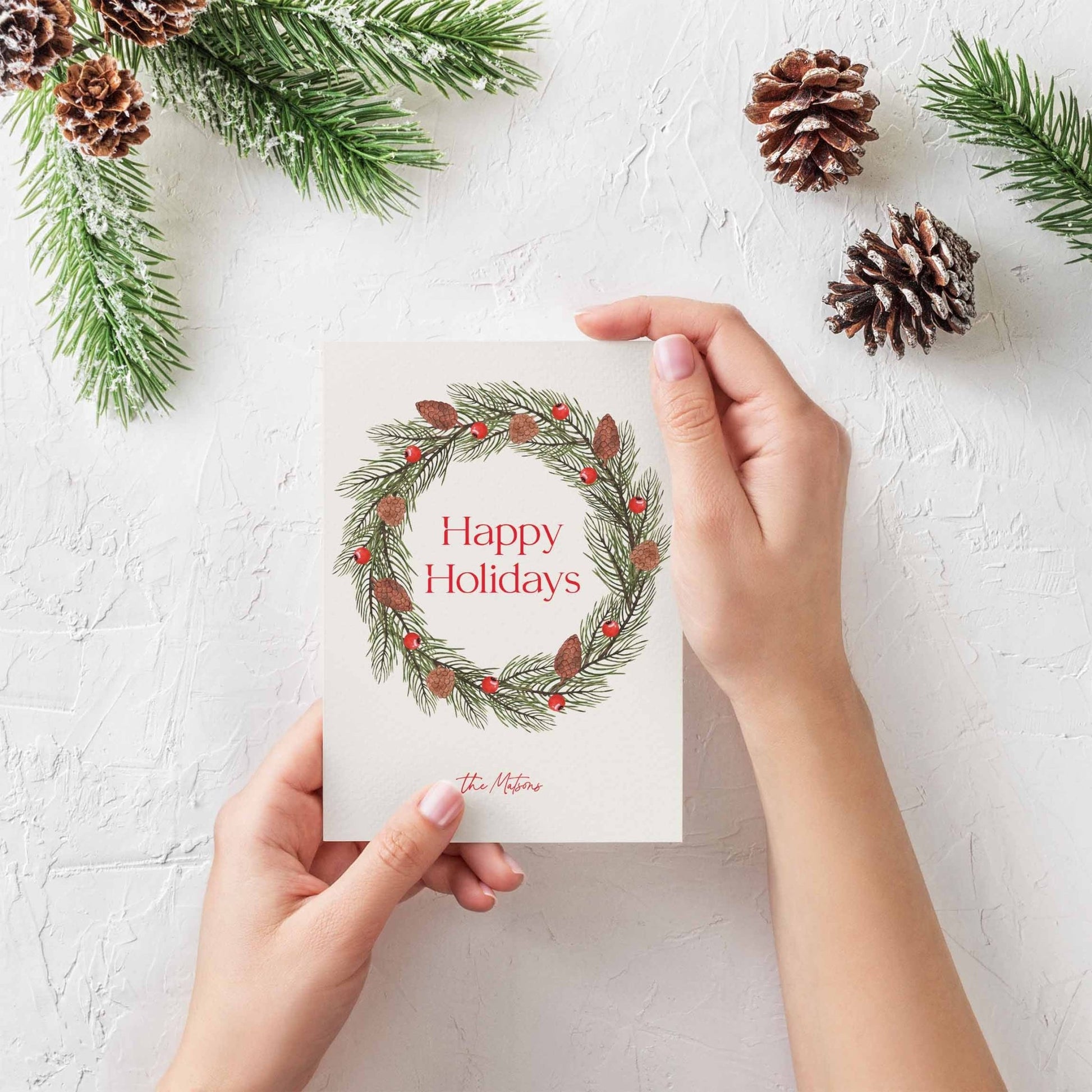 Acorn Berry Wreath Holiday Cards - Blú Rose