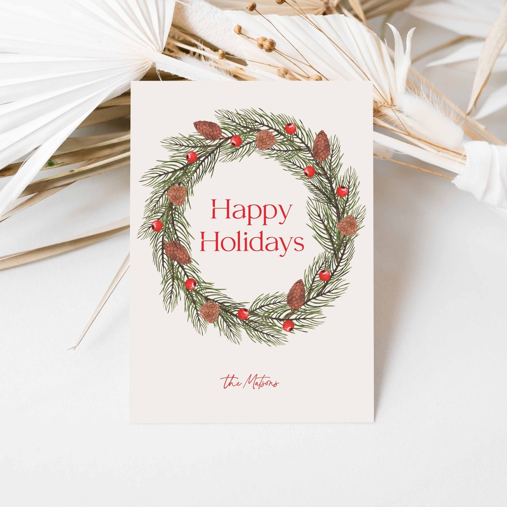 Acorn Berry Wreath Holiday Cards - Blú Rose