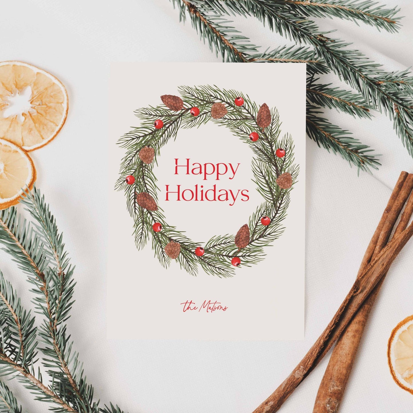 Acorn Berry Wreath Holiday Cards - Blú Rose