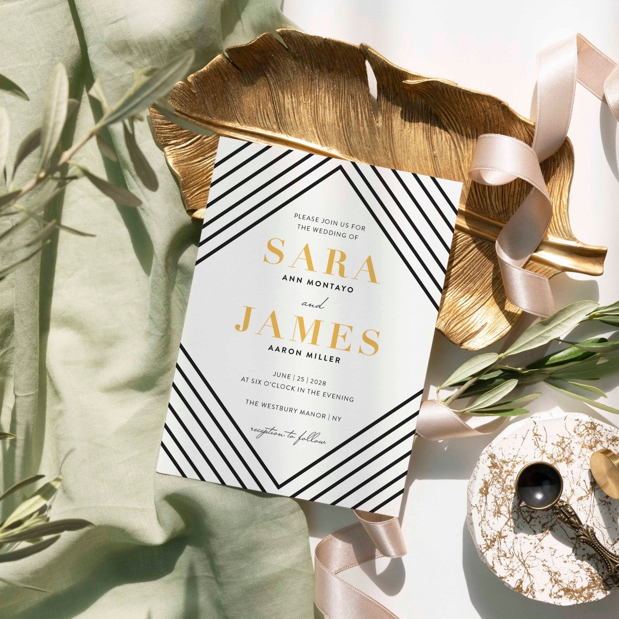 Art Deco Wedding Invitation Suite - Blú Rose
