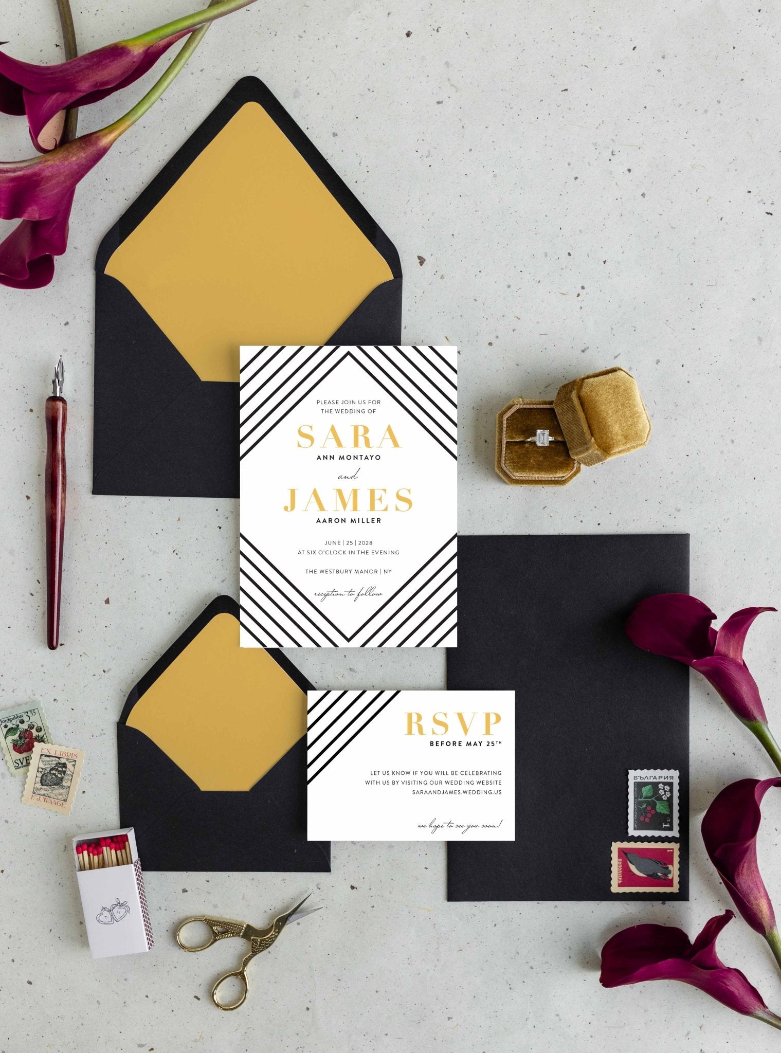 Art Deco Wedding Invitation Suite - Blú Rose