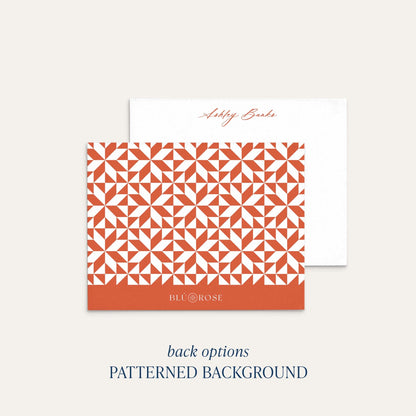 Ashley custom notecards with geometric patterned back option