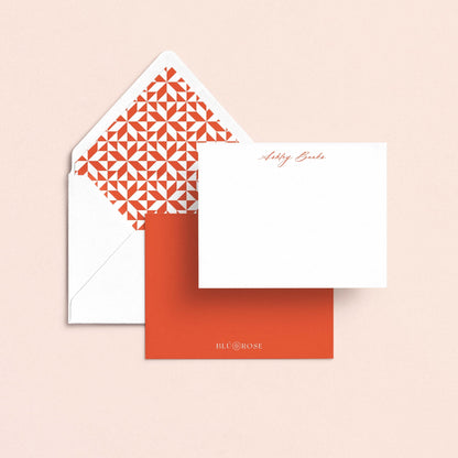 Ashley personalized stationery set with patterned envelope liner