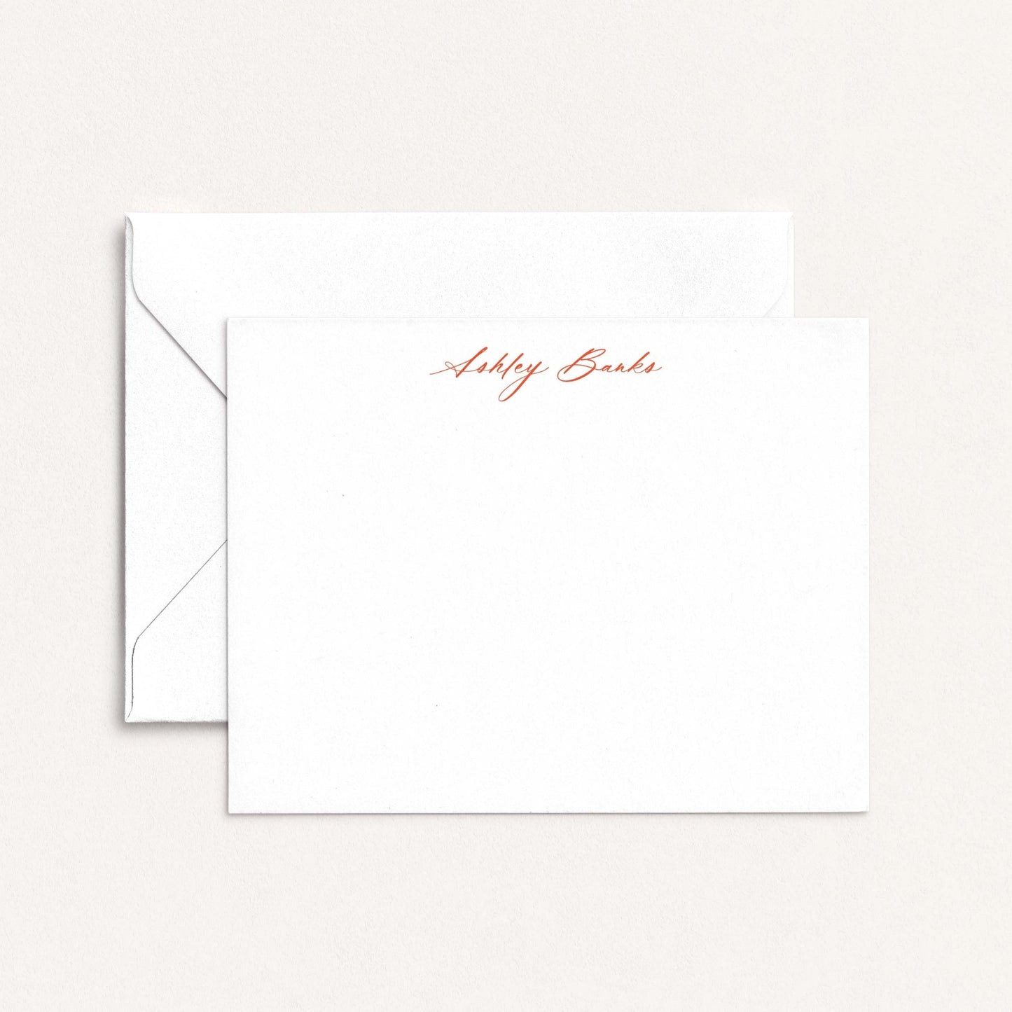 Personalized Ashley script notecards with matching envelope
