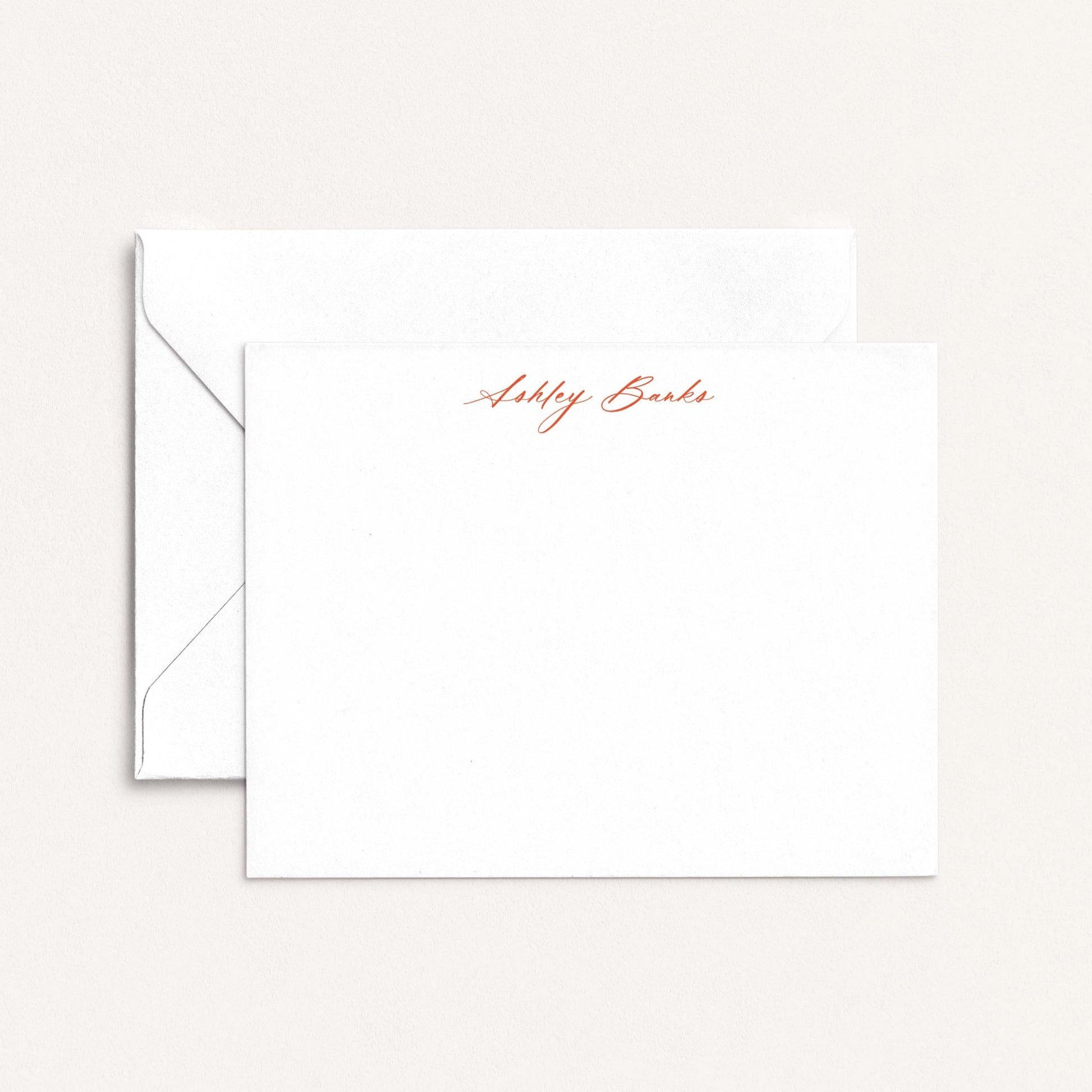 Personalized Ashley script notecards with matching envelope