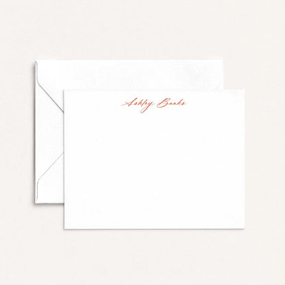 Personalized Ashley script notecards with matching envelope