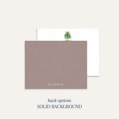 Birch personalized notecards solid background back option