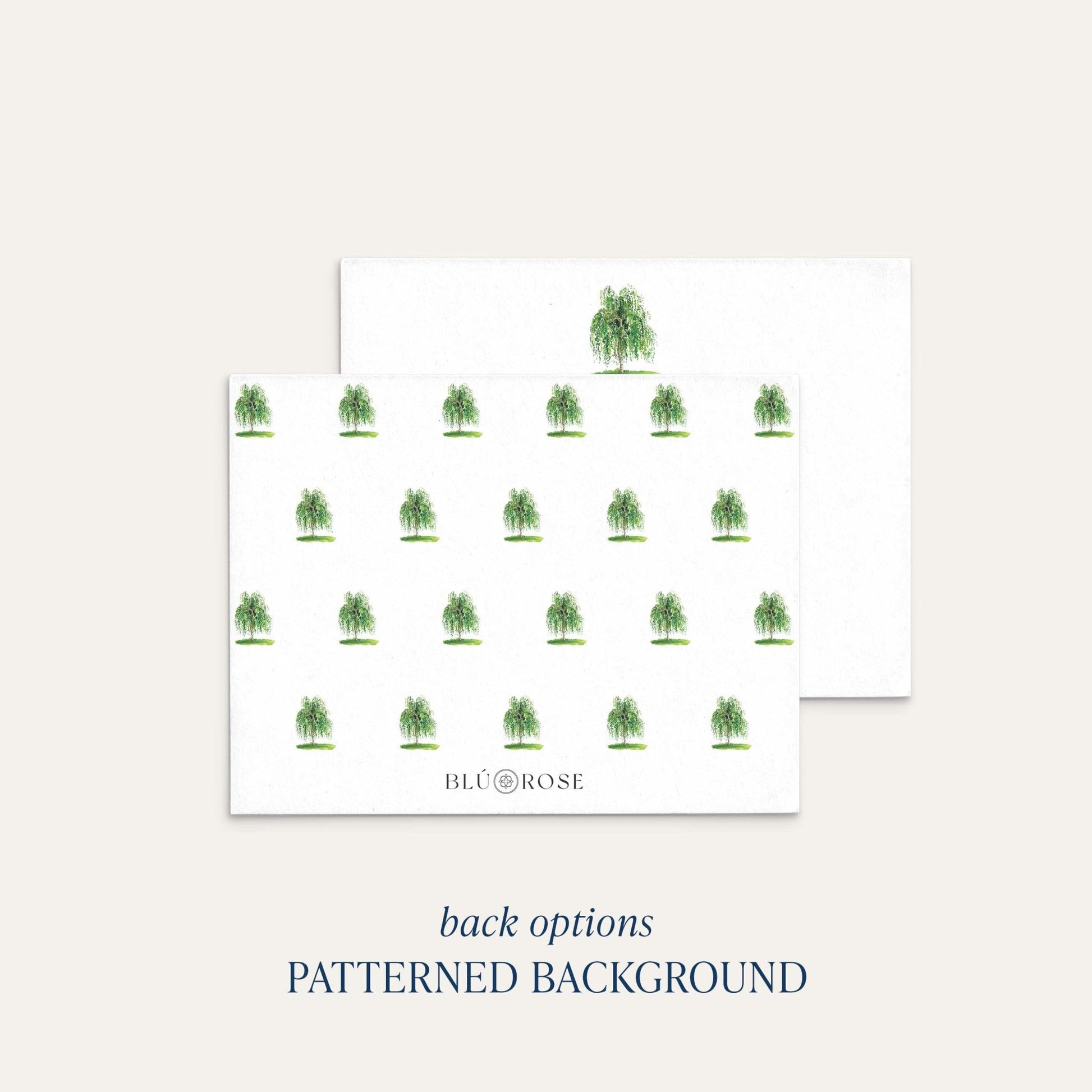 Birch tree personalized notecards patterned back option