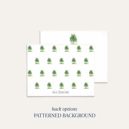 Birch tree personalized notecards patterned back option