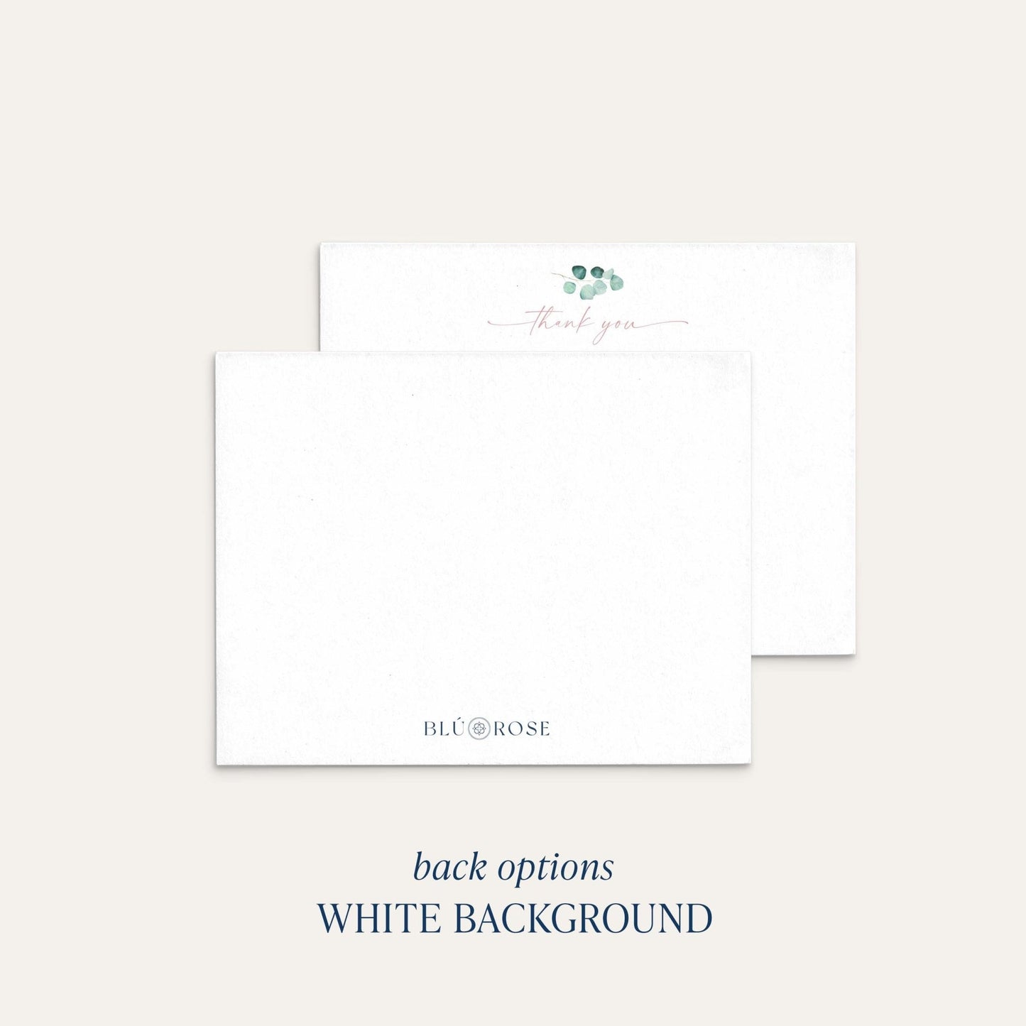 Blush floral thank you notecards white background back option