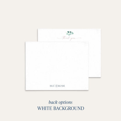 Blush floral thank you notecards white background back option