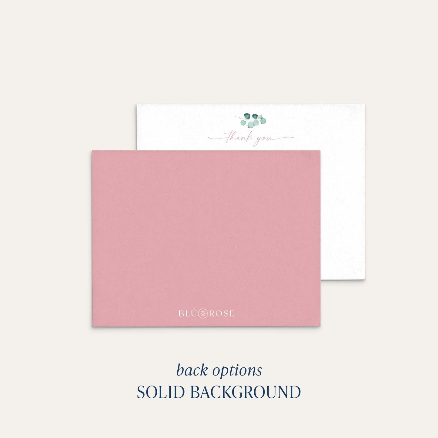 Blush floral thank you notecards solid back option
