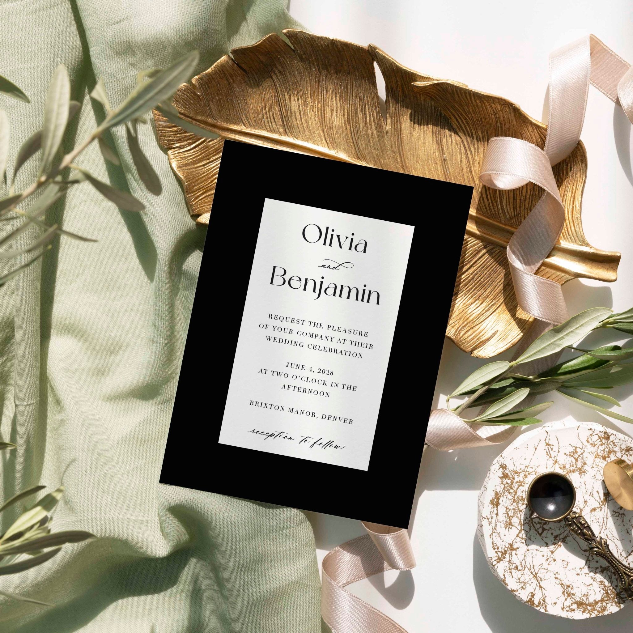 Bold Border Wedding Invitation Suite - Blú Rose