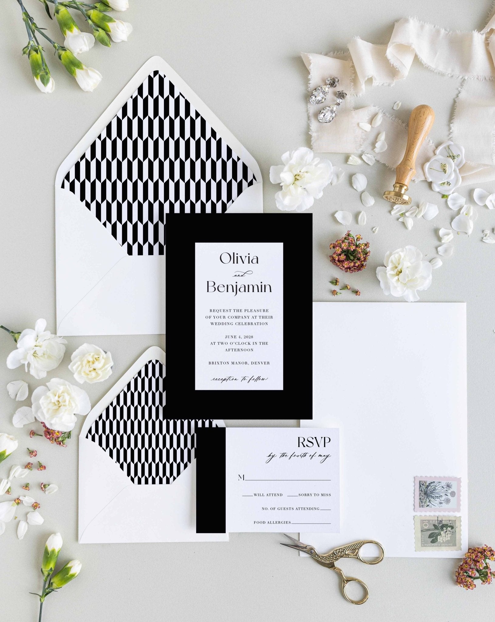 Bold Border Wedding Invitation Suite - Blú Rose