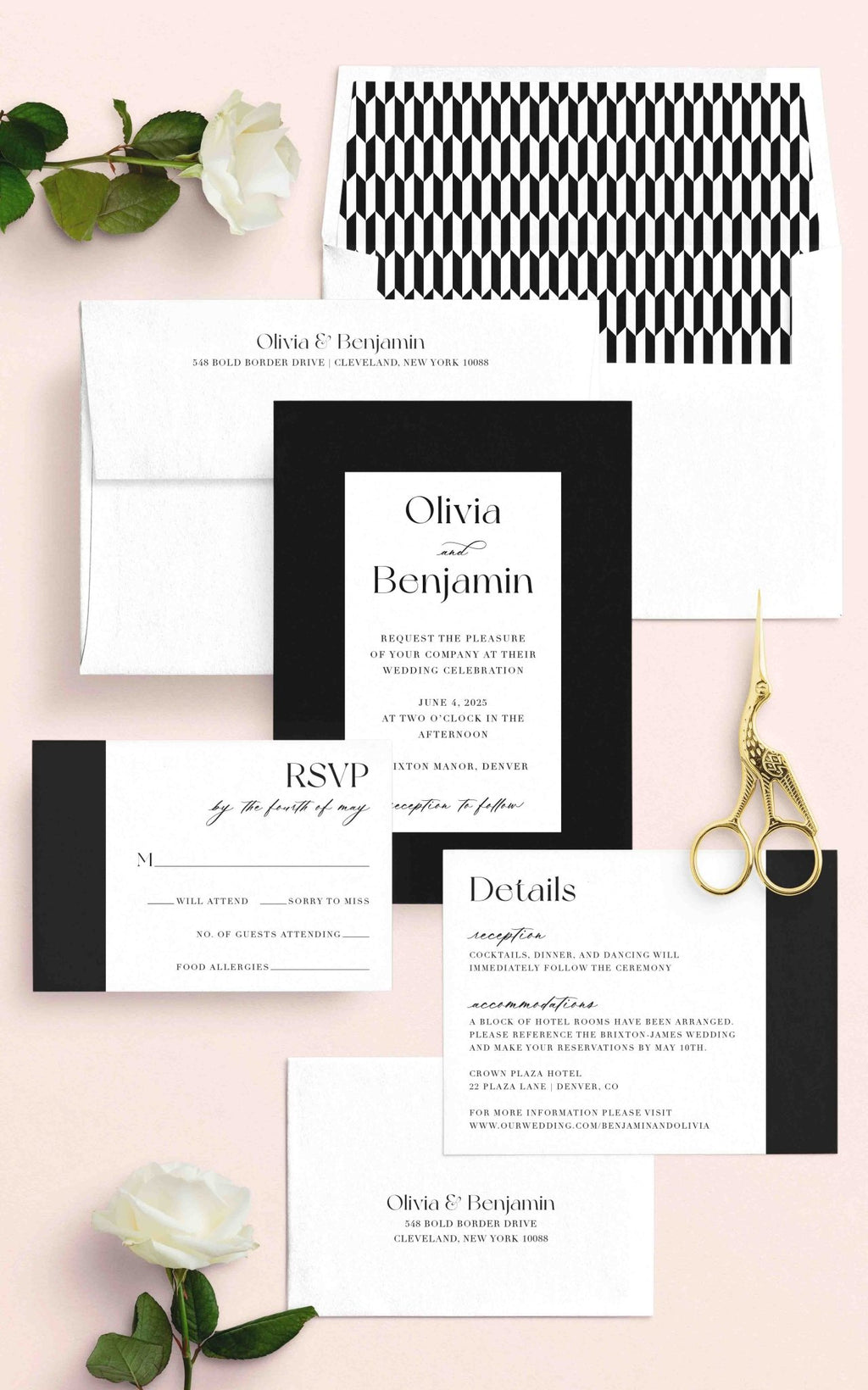 Bold Border Wedding Invitations - Blú Rose