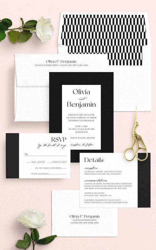 Bold Border Wedding Invitations - Blú Rose