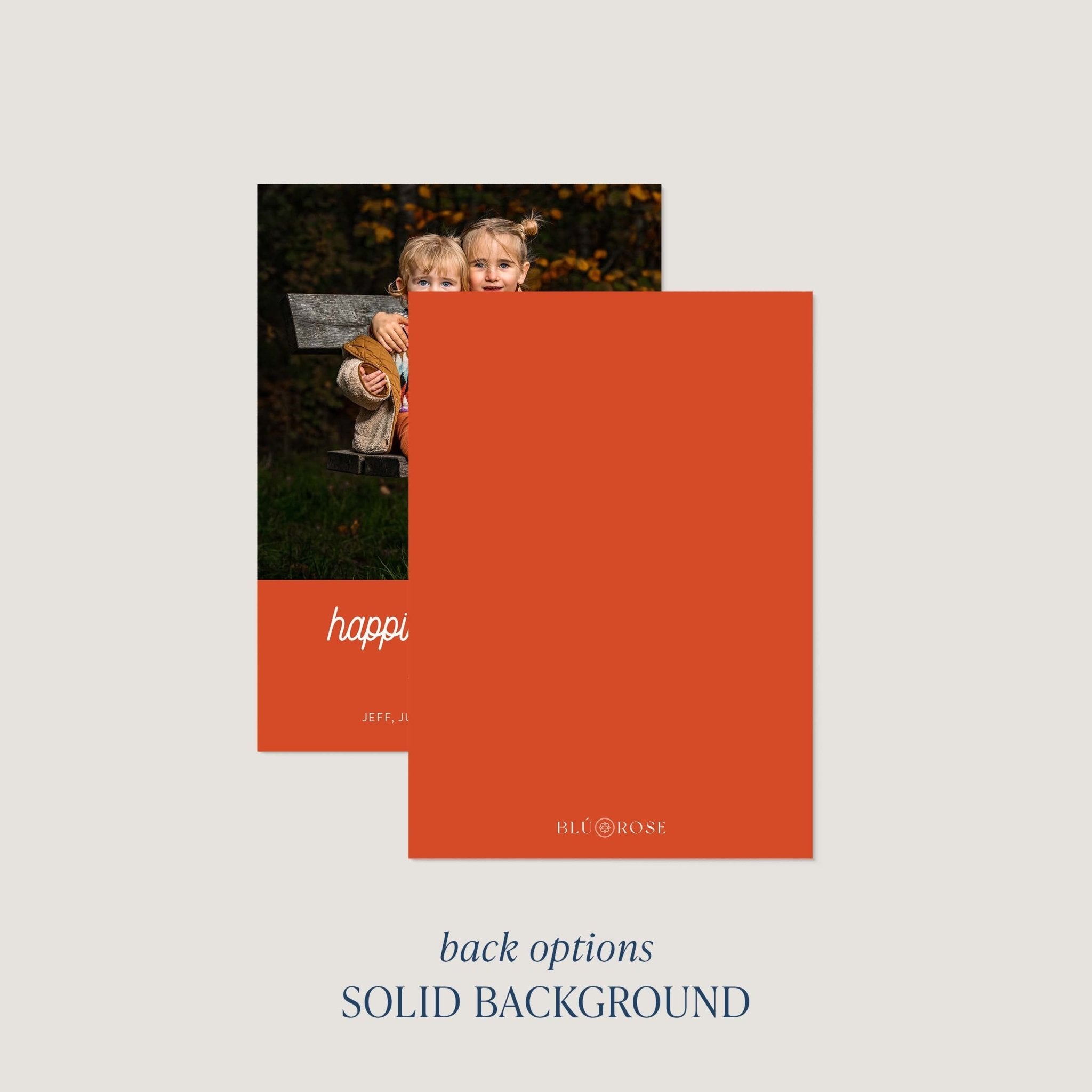 Bottom Color Block card back option: solid burnt orange