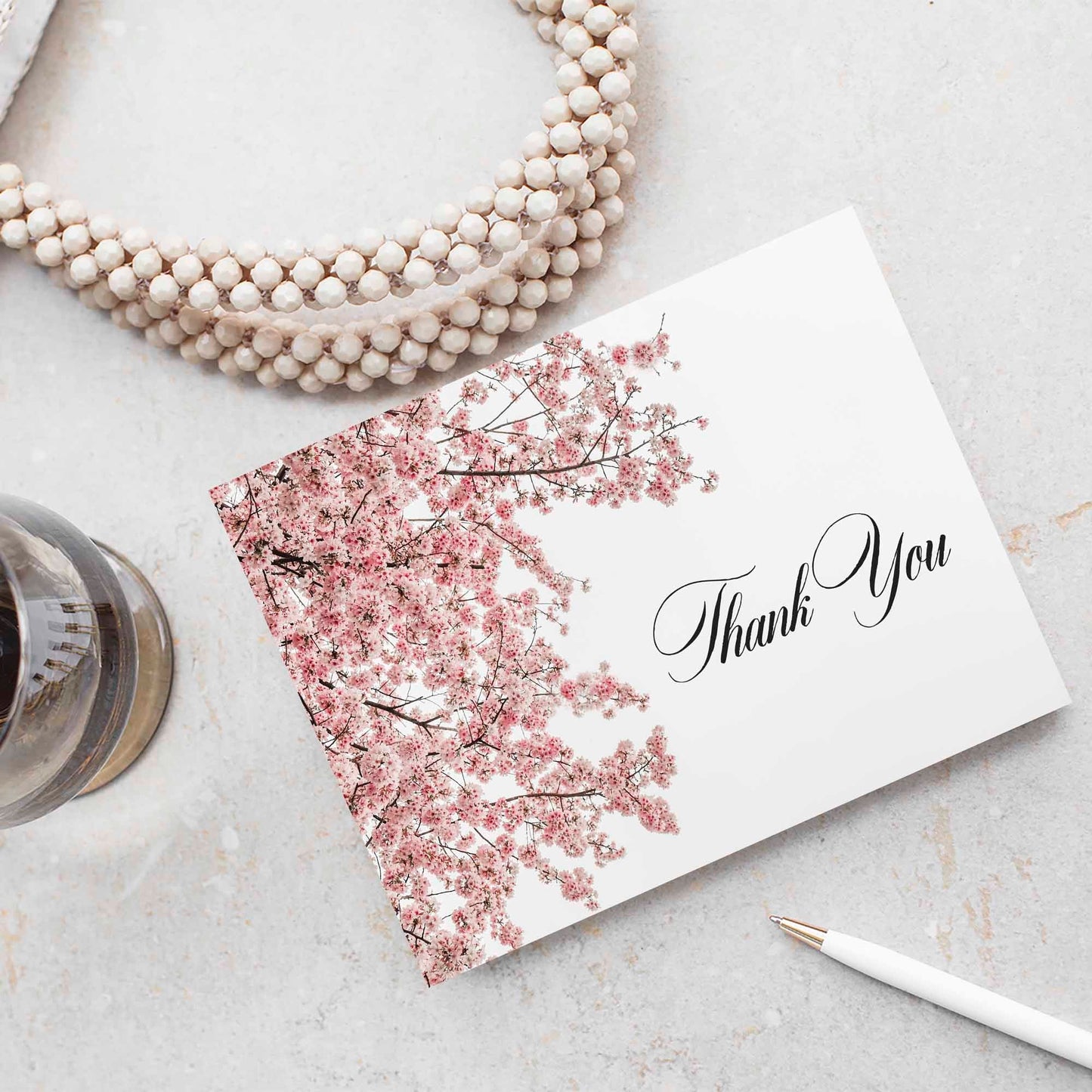 Cherry Blossom Custom Thank You Cards - Blú Rose