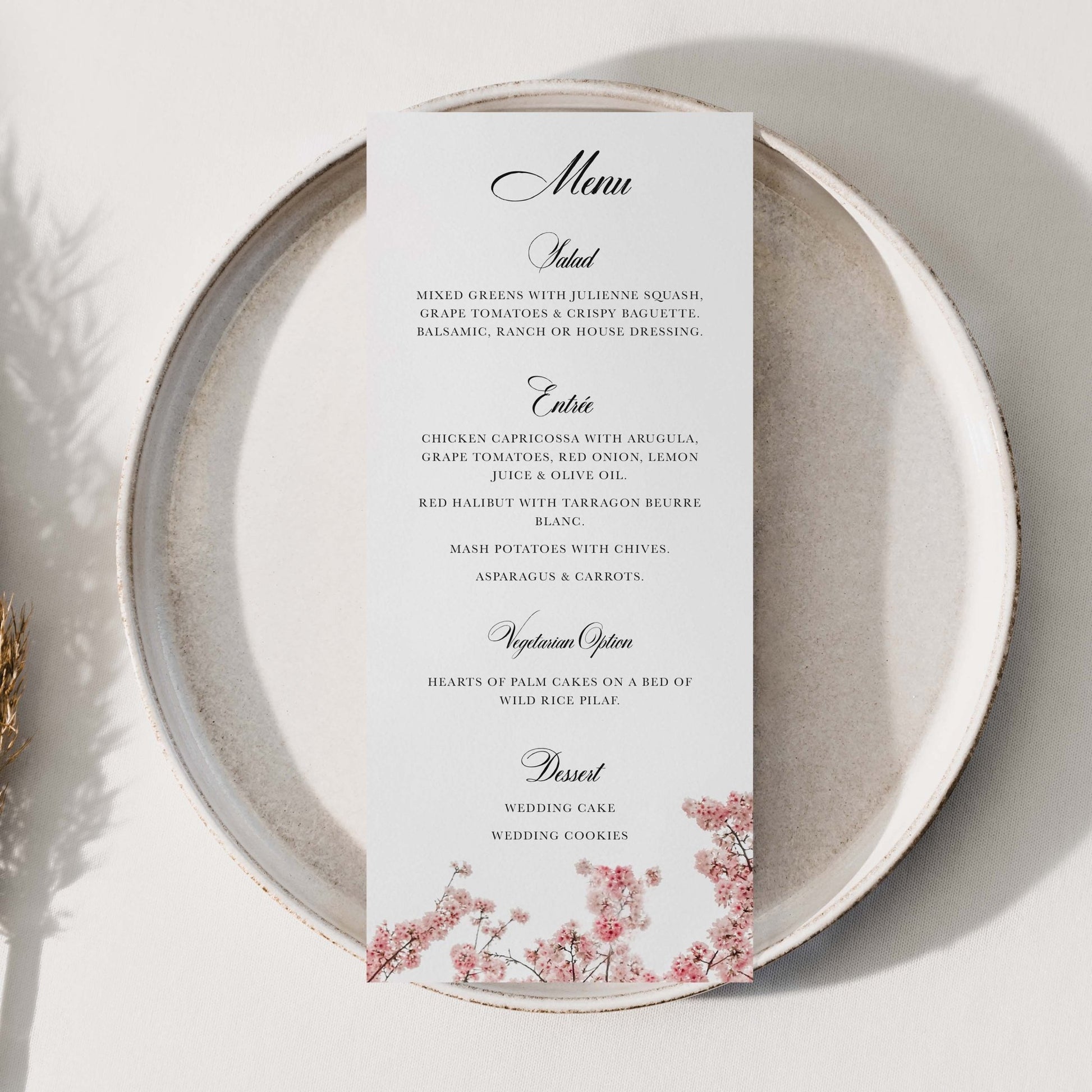 Cherry Blossom Menus - Blú Rose