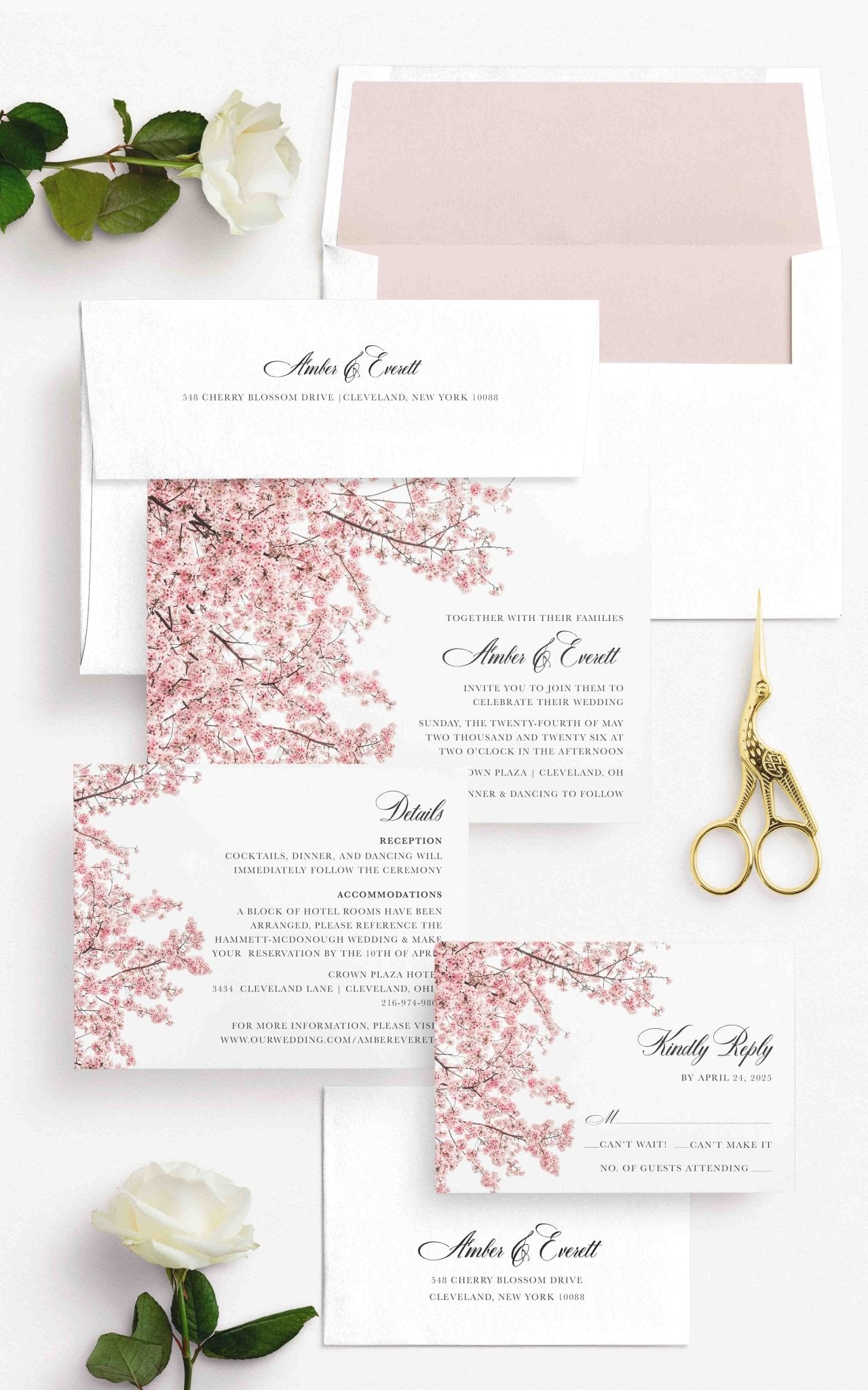 Cherry Blossom Wedding Invitations - Blú Rose