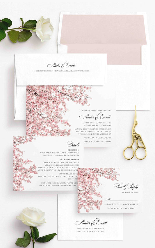 Cherry Blossom Wedding Invitations - Blú Rose