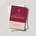 Color Block Cheers card with a burgundy and blush color block and holiday cheers in script