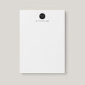 Custom Logo notepad by Blú Rose, white notepad with a centered custom company logo at the top