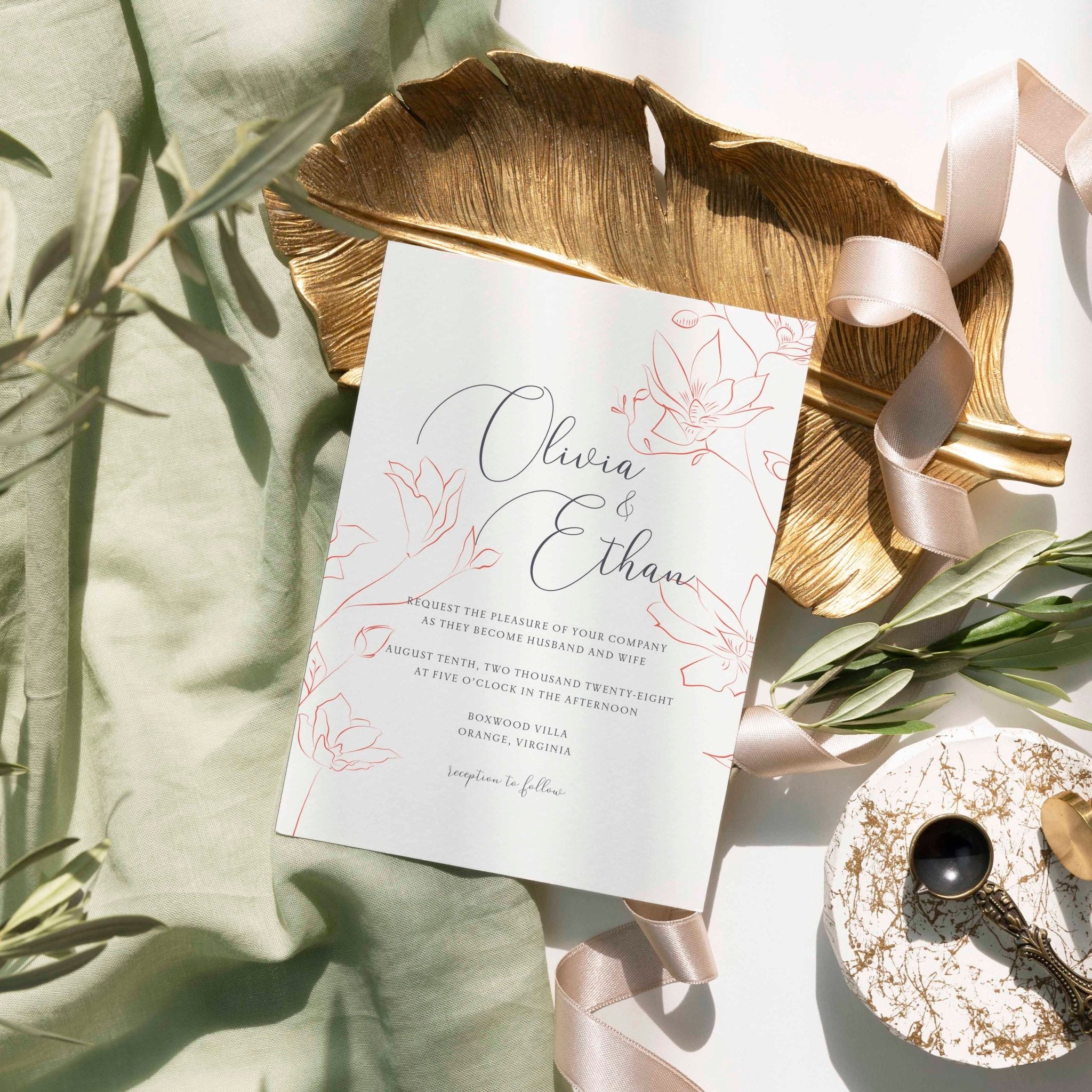 Delicate Floral Wedding Invitation Suite - Blú Rose