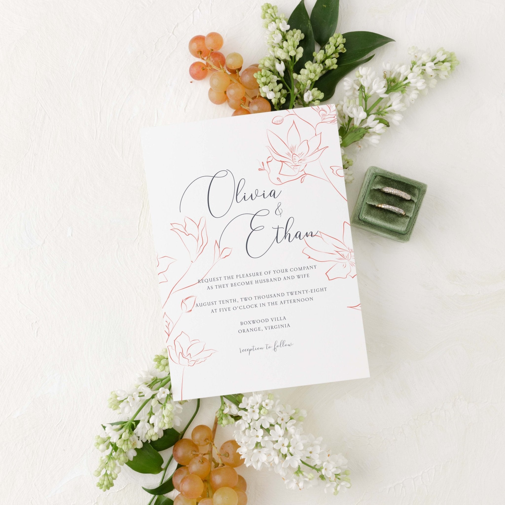 Delicate Floral Wedding Invitation Suite - Blú Rose