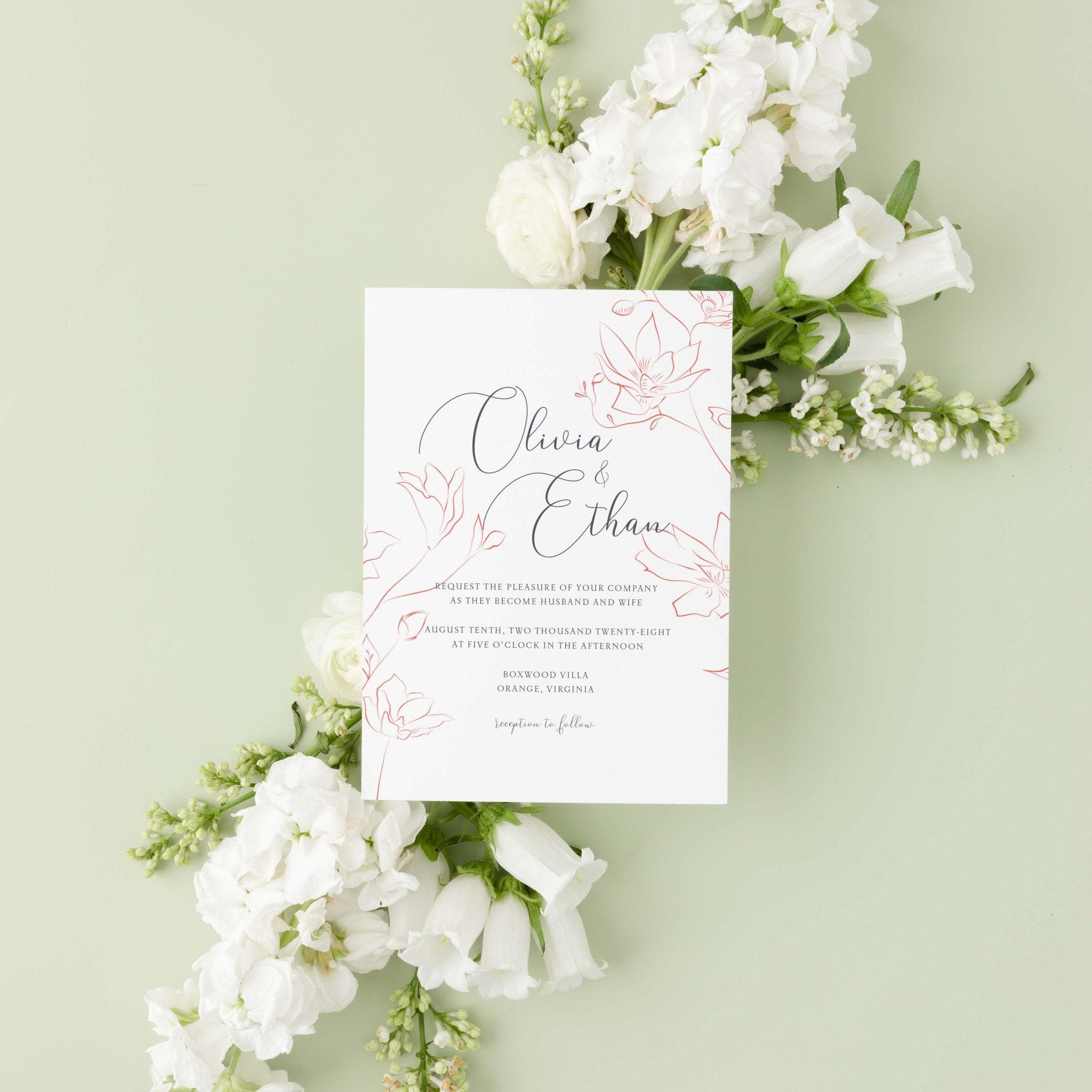 Delicate Floral Wedding Invitation Suite - Blú Rose