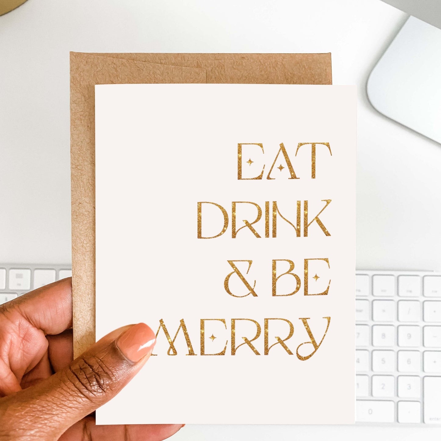 Eat, Drink & Be Merry Holiday Greeting Card - Blú Rose