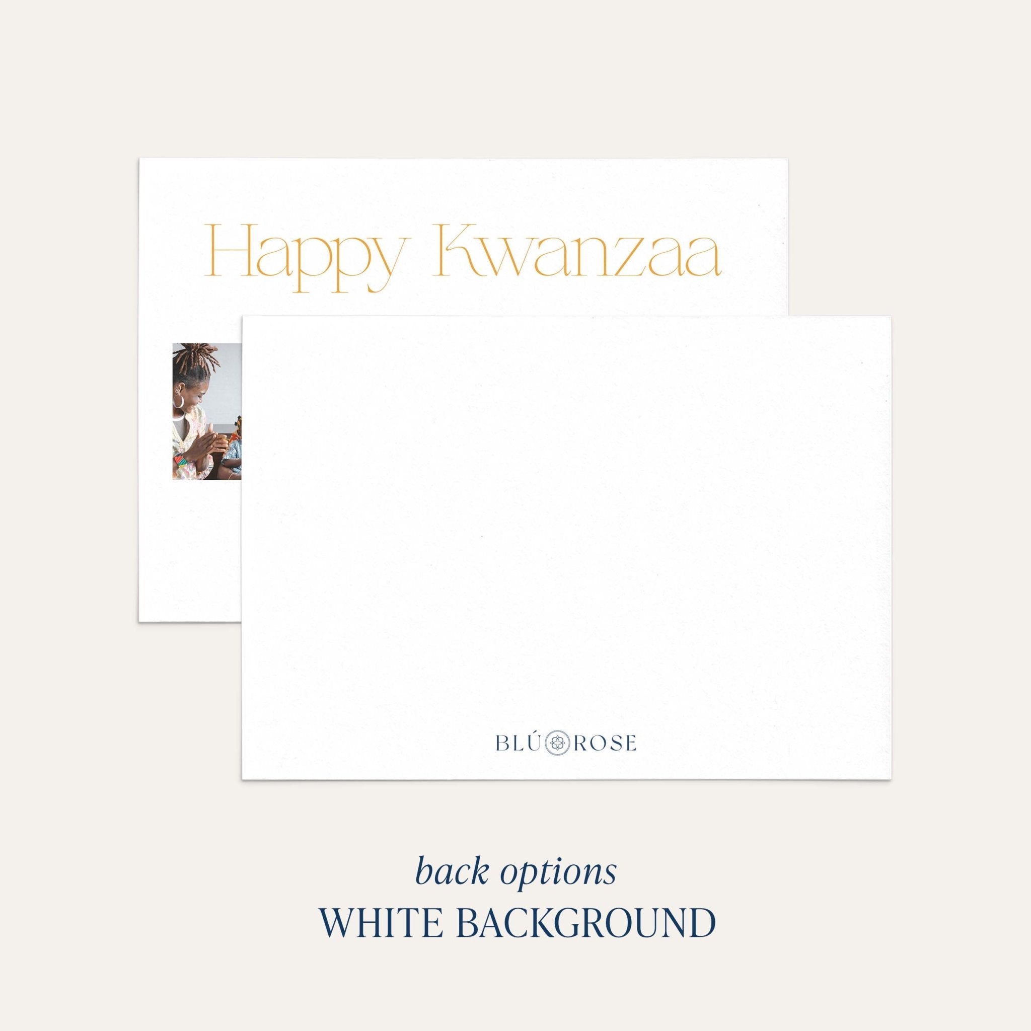 Elegant Four photo card back option: plain white with a small Blú Rose mark