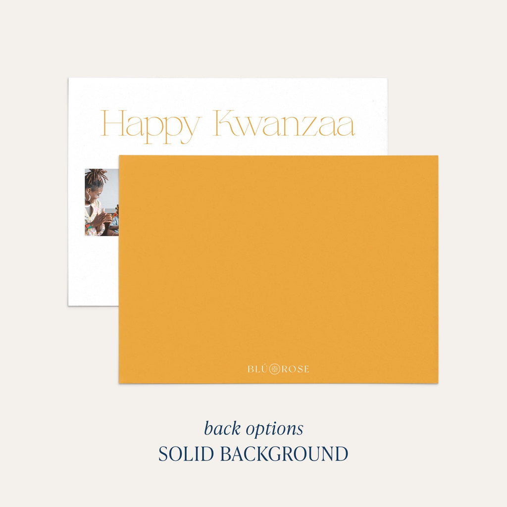 Elegant Four photo card back option: solid golden yellow